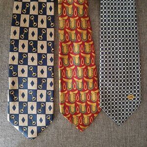 Set of 3 Vintage Gucci Mens Silk Ties